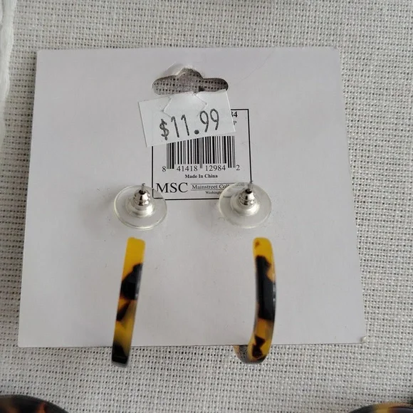 Earrings, Necklace, Bracelet Set By Mainstreet Collection NWT Animal Print Round - Picture 7 of 8